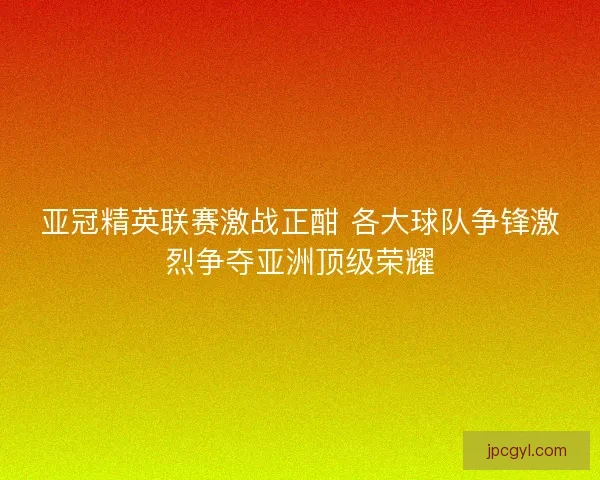 亚冠精英联赛激战正酣 各大球队争锋激烈争夺亚洲顶级荣耀